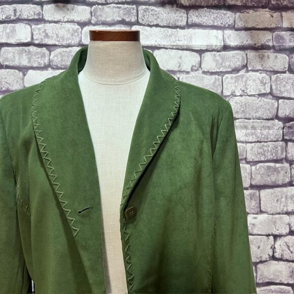 Susan Graver Green Button Down Long Sleeve Jacket Size L - Picture 2 of 9